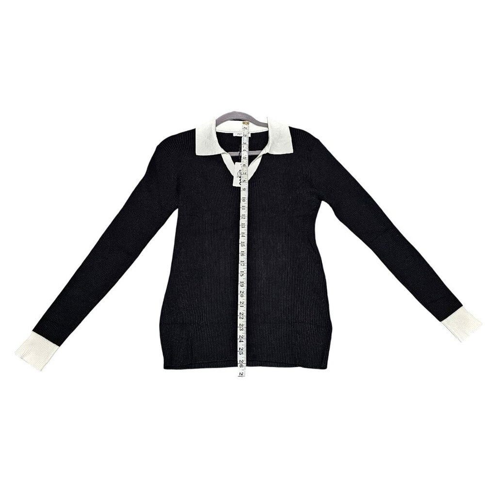 Zeagoo Black & White Knit Long Sleeve Collared‎ Sweater XXL - Picture 7 of 8